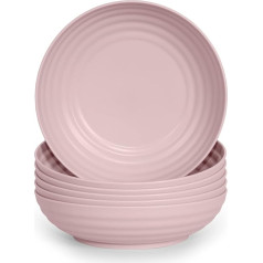 6 cieta plastmasas atkārtoti lietojamu, nedalāmu šķīvju komplekts svinībām un pasākumiem Classic Pink 22 cm dziļš