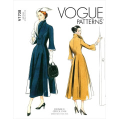 Vogue Patterns V1738E5 Sieviešu kleita, balta, E5 (14-16-18-20-22)