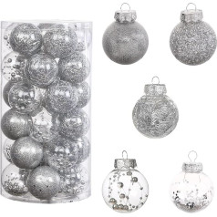 RoSELEAF Christmas Baubles Shatterproof Clear Silver 30pcs 6cm Christmas Baubles for Party Wedding Christmas