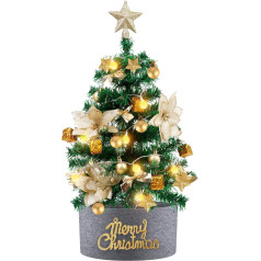 Joyhoop Mini Christmas Tree Light Up 60cm Small Artificial LED Christmas Tree with Lights and Ornaments Small Christmas Tree Christmas Tree Indoor Table Decoration