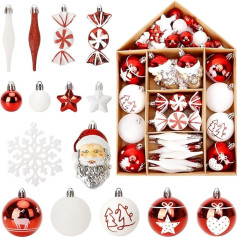 YONTINY 70 Stück Christbaumkugeln, Weihnachtskugeln zum Aufhängen, Ornamente für Weihnachtsbaumschmuck, bruchsichere Kunststoffkugeln mit Aufhängeschlaufe für Urlaub, Hochzeit, Party, Dekoration