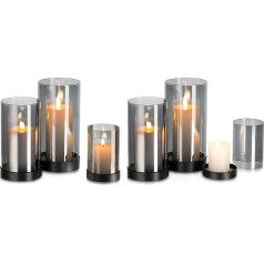 Glasseam Lantern Glass Candle Holder Pillar Candles: Набор из 6 больших фонарей черный держатель свечи стеклянный цилиндр для свечей современный фонарь для открыт