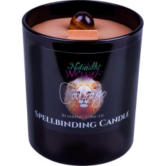 Naturally Wicked Spellbinding Courage Candle | Magic Candle with Tiger's Eye Crystal | Wooden Wick Witch Candle for More Courage and Confidence