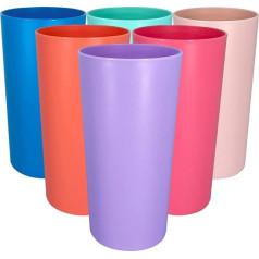 Yalin 26oz plastmasas glāzes/lielas dzeramās glāzes/pasākumu glāzes/aukstās tējas glāzes, nesadalāmas, nav BPA, droši mazgājamas trauku mazgājamā mašīnā, 6 iepakojumi 6 asorti krāsās