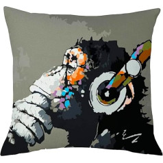 The Beach Stop Creative Chimpanzee auduma apdrukāts spilvens Cover Chimp austiņas 45x45cm