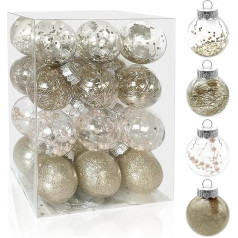 Lets Joy Pack of 24 Christmas Baubles, Ziemassvētku eglīšu rotājumi, 6 cm Ziemassvētku eglīšu rotājumi, Ziemassvētku dekori, Ziemassvētku dekori, Ziemassvētku eglīšu rotājumi, eglīšu rotājumi, svētku rotājumi