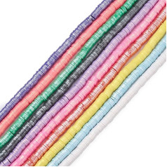 Stiesy Heishi Tonperlen, 10 Stränge, 10 Farben, bunte, flache runde Tonperlen, 6 mm, Scheibenperlen, handgefertigte Polymer-Ton-Perlen für Halsketten, Schmuckherstellung