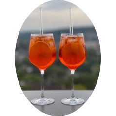 Topkapi Elite Aperol Spritz glāžu komplekts Laura XL kokteiļu glāzes - 6 x kristāla glāzes bez svina, īpaši Aperol Spritz ar 6 x stikla salmiņiem, 440 ml, komplektā 6 personām