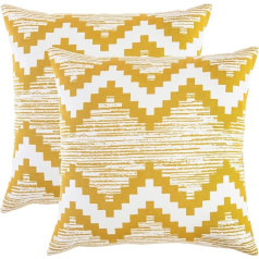 TreeWool Dekoratīvais kājslauķis (50 x 50 cm, melns) Ikat Chevron Design 100% Baumwolle (2 iepakojumi)