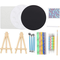 31-Piece Mandala Dotting Set, Mandala Dotting Tools with Mandala Stencil, Dotting Pens, Paint Tray and Mini Art Easel