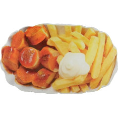 United Labels Currywurst & Pommes Kissen Schale Pommesschale Mantaplatte Dekokissen Sitzkissen Zierkissen 50 x 30 cm