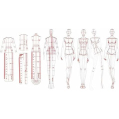 PRATYAHARA Modes ilustrācija Lineāli Skicēšanas veidnes Lineāls Šūšana Humanoīdu modeļu dizains Apģērbu mērīšanas kombinācija