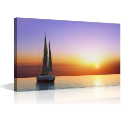 TISHIRON 1 gab Buru laivu jūrā Wall Art Yacht Pictures Print on Canvas Seascape Skyline Modern Artwork Sienas Māksla Dzīvojamā istaba Birojs Giclee Galerija Wrapped Plakāts Ierāmētas 61 x 40.6