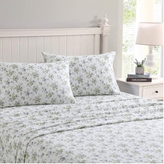 Laura Ashley Home - karalienes gultasveļas komplekts, kokvilnas flaneletes gultasveļa, ar suku, kas nodrošina īpašu mīkstumu un komfortu (Le Fleur, karaliene)