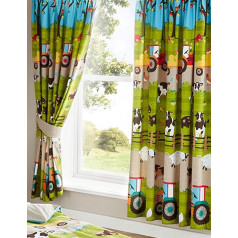 Kids Club Farmyard Animal komplett gefüttert Paar Vorhänge 167,6 x 182,9 cm 183 cm Schlafzimmer Kuh Traktor