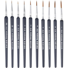 sourcing map 10pcs Detail Brushes Nylon Hair Miniature Painting Brushes for Watercolor Oil Acrylic Painting (000#-7#) Black