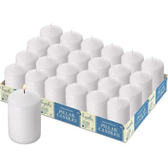 Hyoola White Pillar Candles 5 x 7,5 cm - Nekoncentrētas sveces, lielas - 24 gab. iepakojumā - sveces, kas deg ilgi, ražotas ES