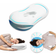 Debesis Deep Sleep spilvens Ortopēdiskais kakla atbalsta spilvens - spilvens, kas izgatavots no spiedienu līdzsvarojošām viskozes želejveida putām (Memory Foam) 63 x 35 x 13 cm