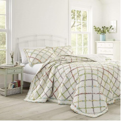 Laura Ashley Queen-Size-Steppdecke, wendbar, Baumwolle, leichte Heimdekoration für alle Jahreszeiten (Rüschengarten, cremefarben, Queen-Size)