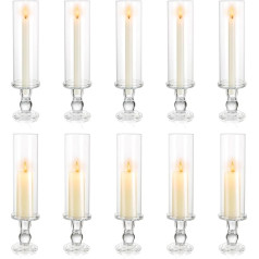 NUPTIO Pillar Candle Holder Stikls: Stikla sveču turētājs Stikla cilindrs svecēm Pillāru sveču turētājs Cilindrs Svecju turētājs Cilindrs Kāzu ballīte Galda centrālais dekors.