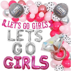 Cowgirl Bachelorette Party Supplies Hot Pink Lets Go Girls Banner Balloon Garland Kit ar Disco Ball Ring Decor Nashville Bridal Bachelorette Party Dekorācijas sievietēm Cowgirl