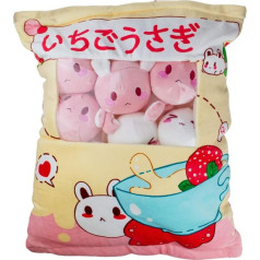 MUZIRI KINOKOO Trušu plīša spilvens Pudiņš - Snack Cushion Cuddly Toy Pudiņš - pildīta plīša spilvena sega ar 8 maziem trušu iekšējiem - rozā krāsā Ziemassvētkiem, Jaungada dāvanai