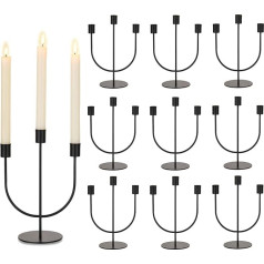 Sziqiqi Candle Holder for Taper Candles Halloween, Candelabra Candle Holder 3 Arms Black Candle Holder for Cone Candles for Wedding Table Centrepieces Christmas Coat Decor Pack of 10