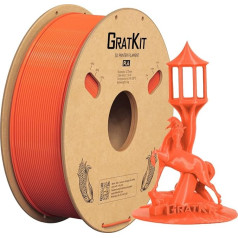 GratKit PLA 3D printera filaments 1 kg, PLA filaments 1,75 mm, 3D drukāšanas filaments, oranžs