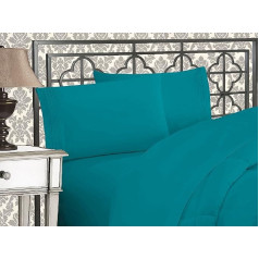 Elegant Comfort 1500 Premier Bettlaken-Set mit tiefen Taschen, Knitter- und lichtbeständig, Hotelqualität, ultraweich, luxuriös, 4-teiliges Bettlaken-Set mit tiefen Taschen, Queen Turquoise