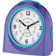 Atrium Kinder Wecker Analog Quarz ohne Ticken mit Licht und Snooze Lila Violett Türkis A921-8