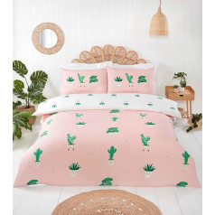 Rapport Home Vienvietīga sega pārklājs komplekts Mikrošķiedras rozā pasteļkrāsainais atgriezeniskais segas pārklājs Cactus Print Duvet Cover Set