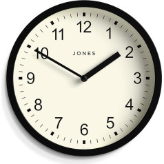 JONES CLOCKS® The Spin Small Clock - apaļš sienas pulkstenis - virtuves pulkstenis - viesistabas pulkstenis - biroja pulkstenis - dekoratīvie mājas piederumi - moderns sienas pulkstenis - 20 cm sienas pulkstenis (melns)