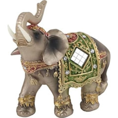 Akozon Lucky Elephant Statue Lucky Feng Shui Green Elephant Statue Sculpture Wealth Figure Gift Main Decoration (L)