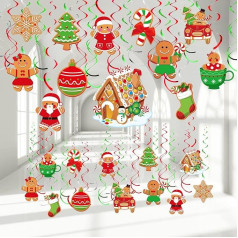 Zomiboo 30 Stück Weihnachten Süßigkeiten Hängende Wirbel Dekorationen Lebkuchenland Geburtstag Party DecorKids Weihnachtsfeier Zuckerstange Party Lebkuchenhaus Ornamente Baby Shower Supplies