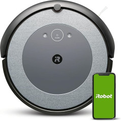 iRobot Roomba i3 (i3152) ar lietotni vadāms robots putekļsūcējs ar divām gumijas birstēm visām grīdām, ideāli piemērots mājdzīvniekiem, saderīgs ar balss asistentu komplektā ar 1 komplektu ar 2 oriģinālām rezerves gumijas birstēm