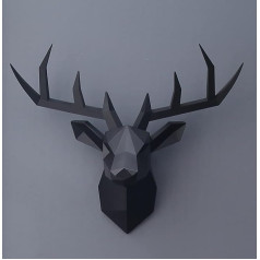 KUAHAI Geometric Deer Head Wall Sculpture Modern Deer Horn Statue Wall Hanging 3D Deer Horn Decoration Gallery Living Room Wall Resin Animal Head Gift