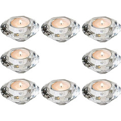 Nuptio Tea Light Candle Holder 8 Pieces Tea Light Holder Glass Votive Crystal Candle Holder Diamond Wedding Table Centerpiece Decorations Christmas Birthday Party Gifts for Mum