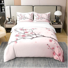 Homewish 100% kokvilnas segas komplekts Cherry Blossom sega Japāņu ziedi bērniem, zēniem, meitenēm, pusaudžiem, jauniešiem, gultasveļa Exotic Petals Pink 220 x 240 cm