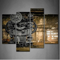 4 Panel Steampunk Maschine Alte Fabrik Wandkunst Malerei Dekor für Wohnzimmer Der Bilddruck auf Leinwand Die Architektur Kunstwerk Bilder für Home Office Moderne Dekoration