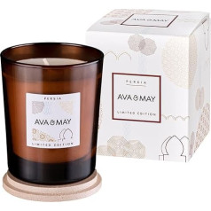 AVA & MAY Persia aromātiskā svece (180 g) - vegānu svece burciņā ar saldām vīģes, jasmīna un neroli smaržām - ar rokām darināta svece ar austrumu aromātu