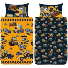JCB My 1st Joey Design Single Duvet Cover Oficiāls atgriezenisks kokvilnas sega sega komplekts