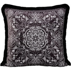 LIBERTAD® Samta bārkstis spilvena pārvalks Balta apdrukāts Boho Hygge dizains 43x43cm Mīksts dekoratīvs spilvena pārvalks ar neredzamu rāvējslēdzēju un drukājamu sienas mākslas darbu