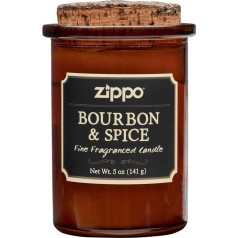 Zippo stipro alkoholisko dzērienu svece | Bourbon & Spice, dzintara stikls, brūns aptieciņas stikls, 7 cm