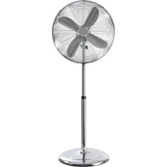 Nordic Home Culture Metāla grīdas ventilators ar 3 ātruma līmeņiem, kluss un svārstīgs ventilators, 45 cm diametrs un regulējams augstums līdz 130 cm, regulējams, regulējams, 60 vati, hromēts