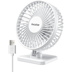 Gaiatop USB galda ventilators, mazs, bet jaudīgs, pārnēsājams, kluss, 3 ātrumi, vēja ventilators darbvirsmai, automašīnai, iekštelpām un ārpus telpām (tīri balts)