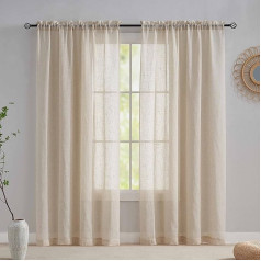 Home Brilliant lina aizkari viesistabai Rustic Semi Sheer Window Curtain Panels for Bedroom, 54 x 96 inch Long, Beige, Set of 2