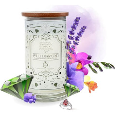 Diamond Empire Wild Diamond Candle ar pārsteiguma rotaslietām iekšpusē (pārsteiguma rotaslietas līdz £ 2500 vērtībā) 2 daktu sveces (deg līdz 120 h) (Aproce)