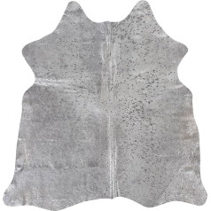 -LUXOR- living Real Cowhide Rug Natural Rug for Lifelike Living Atmosphere Cream Silver Approx. 160 x 240 cm