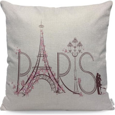 WONDERTIFY Paris Cushion Cover Eifeļa tornis Mīlestība Design Cushion Covers Vīriešiem Sievietēm Spilvens Cover Dzīvojamā istaba Farmhouse Pink 45 x 45 cm