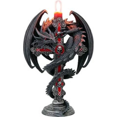 Nemesis Now Guardian Pūķa krusta sveču turētājs 26,5 cm, melns Anne Stokes Gothic Style sveču turētājs, Pūķa krusts, 26,5 cm, melns